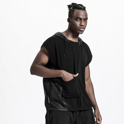 Patchwork panel Warrior Tank Tops (Sleeveless Tops) With Multi-Pocket Design For men