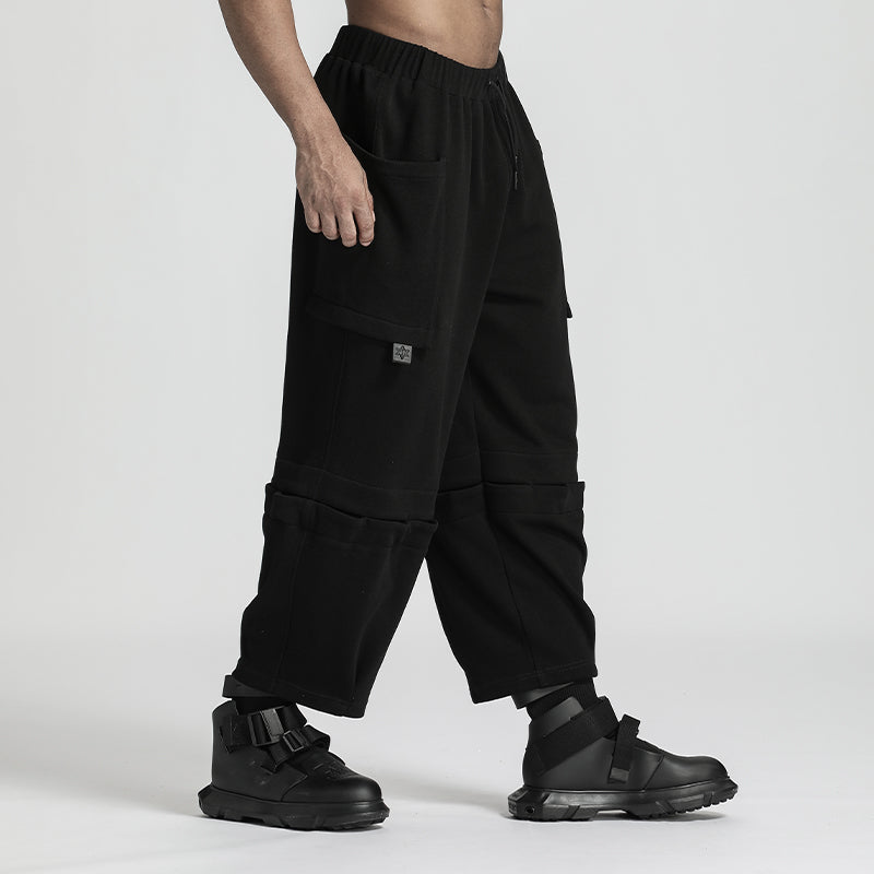 Patchwork panel Warrior Sweatpants With Adjustable Drawstring For men