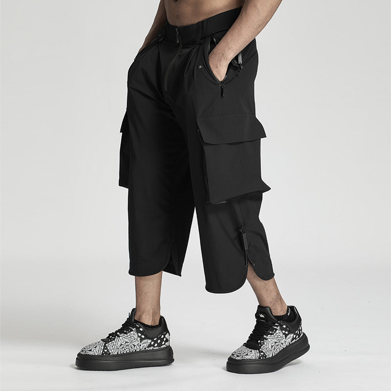 Techwear Style Warrior Shorts With Multi-Pocket Design For men