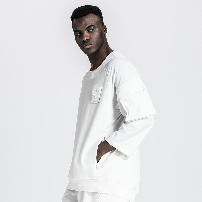 Patchwork panel Warrior T-Shirts With Ribbed Cuffs/Hem For men