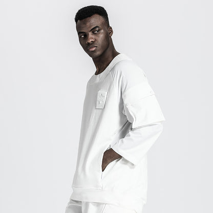 Patchwork panel Warrior T-Shirts With Ribbed Cuffs/Hem For men