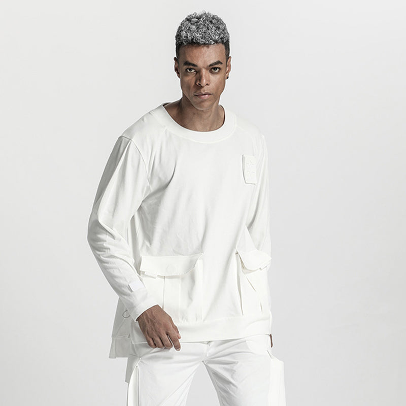 Patchwork panel Warrior T-Shirts With Ribbed Cuffs/Hem For men