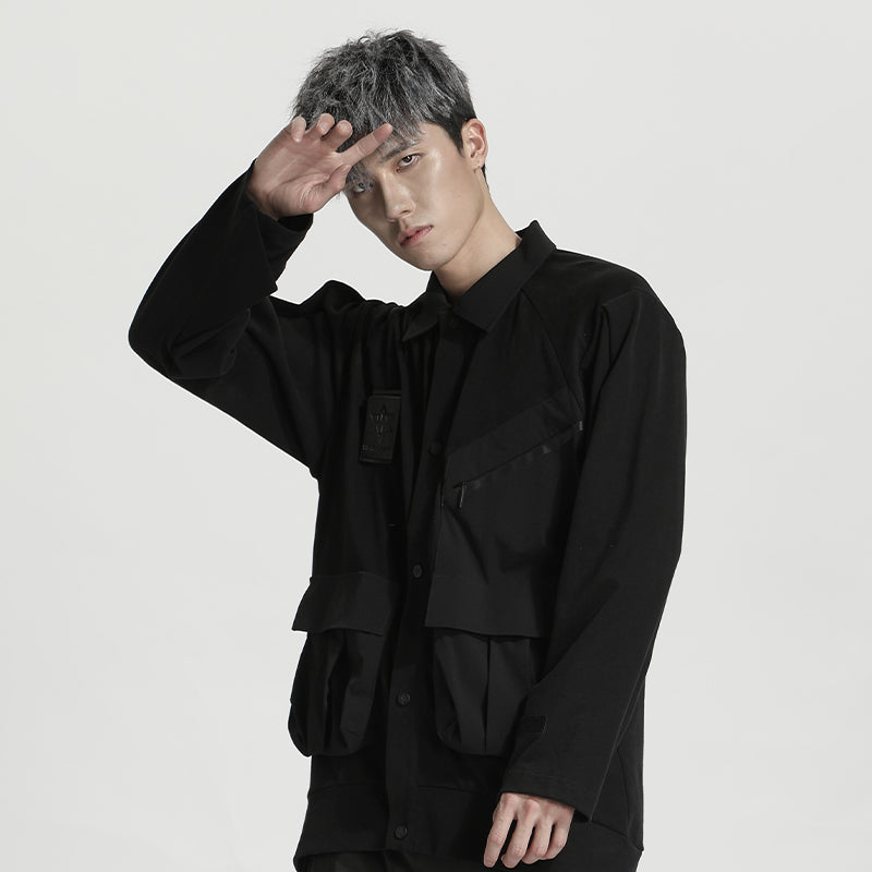 Utilitarian Warrior Shirts With Multi-Pocket Design For men