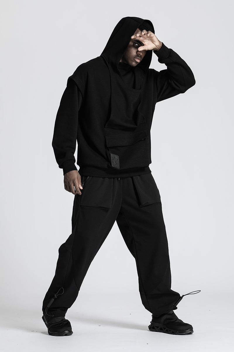 Patchwork panel Warrior Knitwear With Multi-Pocket Design For men