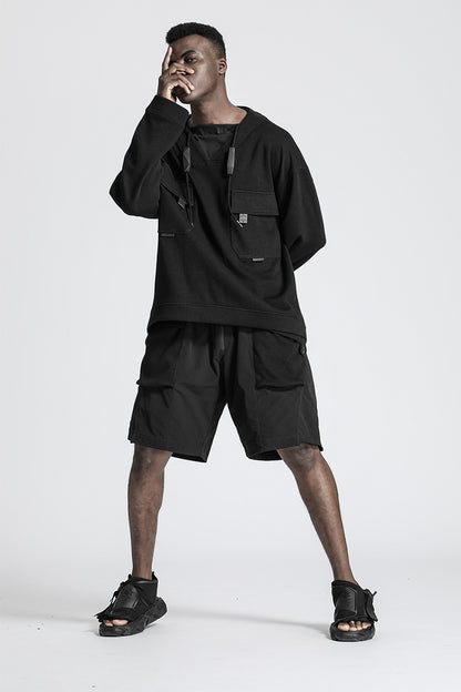 Utilitarian Warrior Hoodies & Sweatshirts With Adjustable Drawstring For men