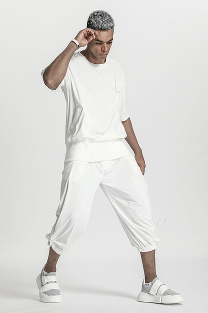Patchwork panel Warrior T-Shirts With Ribbed Cuffs/Hem For men