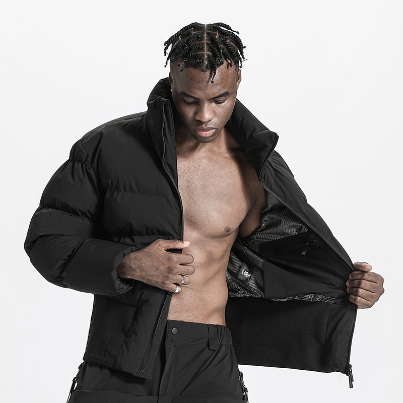 Cropped Length Warrior Padded Jackets With Two-Way Zipper For men