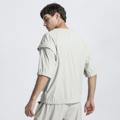 Patchwork panel Warrior T-Shirts With Multi-Pocket Design For men