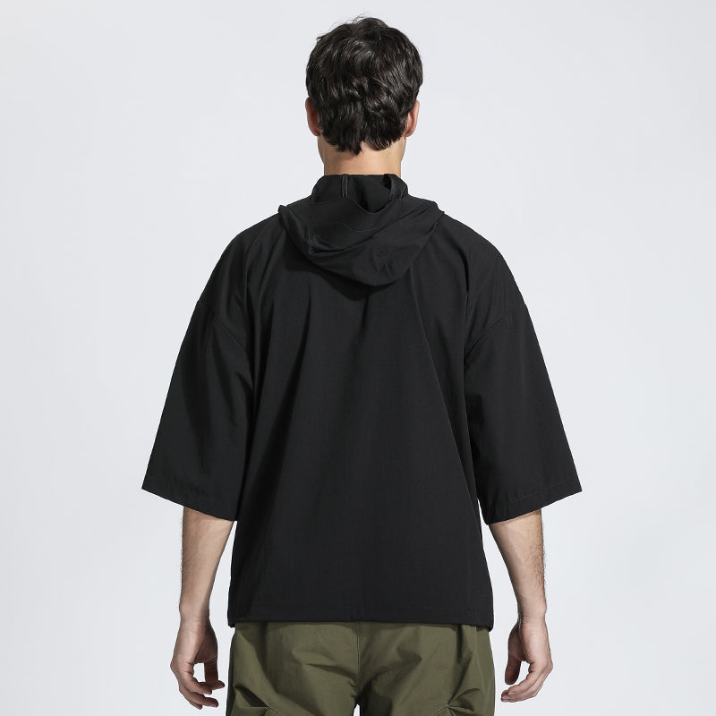 Patchwork panel Warrior Shirts With Multi-Pocket Design For men