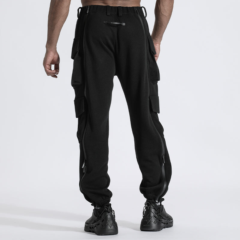 Futuristic Design Warrior Cargo Pants With Elastic Waistband For men