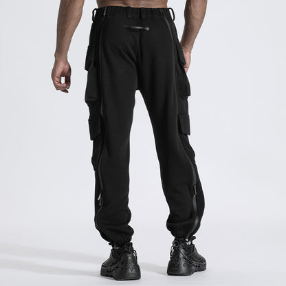 Futuristic Design Warrior Cargo Pants With Elastic Waistband For men