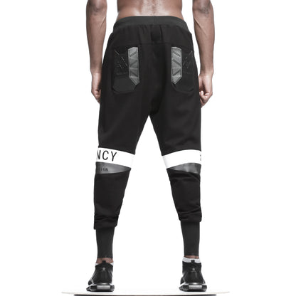 Patchwork panel Warrior Sweatpants With Elastic Waistband For men
