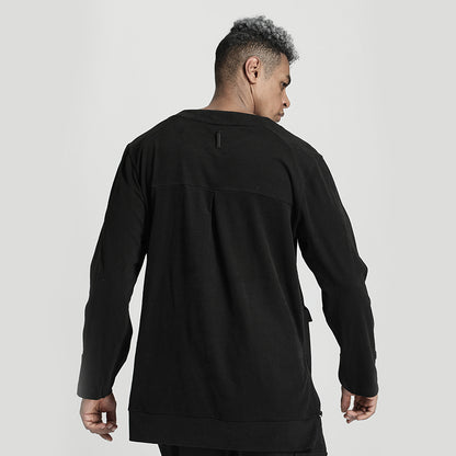 Patchwork panel Warrior T-Shirts With Ribbed Cuffs/Hem For men