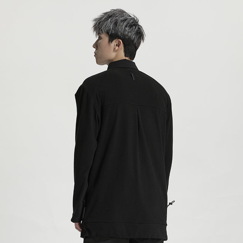 Patchwork panel Warrior Shirts With Multi-Pocket Design For men