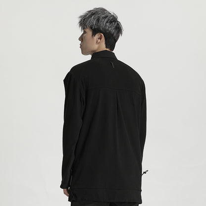 Patchwork panel Warrior Shirts With Multi-Pocket Design For men