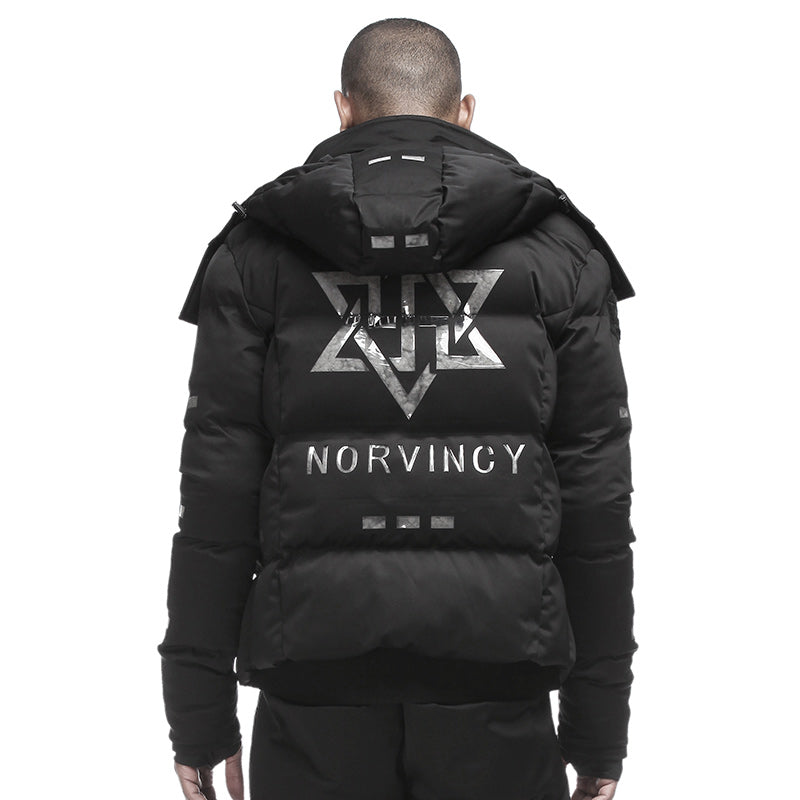 Cropped Length Warrior Padded Jackets With Magnetic Buckles For men
