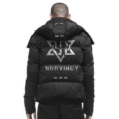 Cropped Length Warrior Padded Jackets With Magnetic Buckles For men