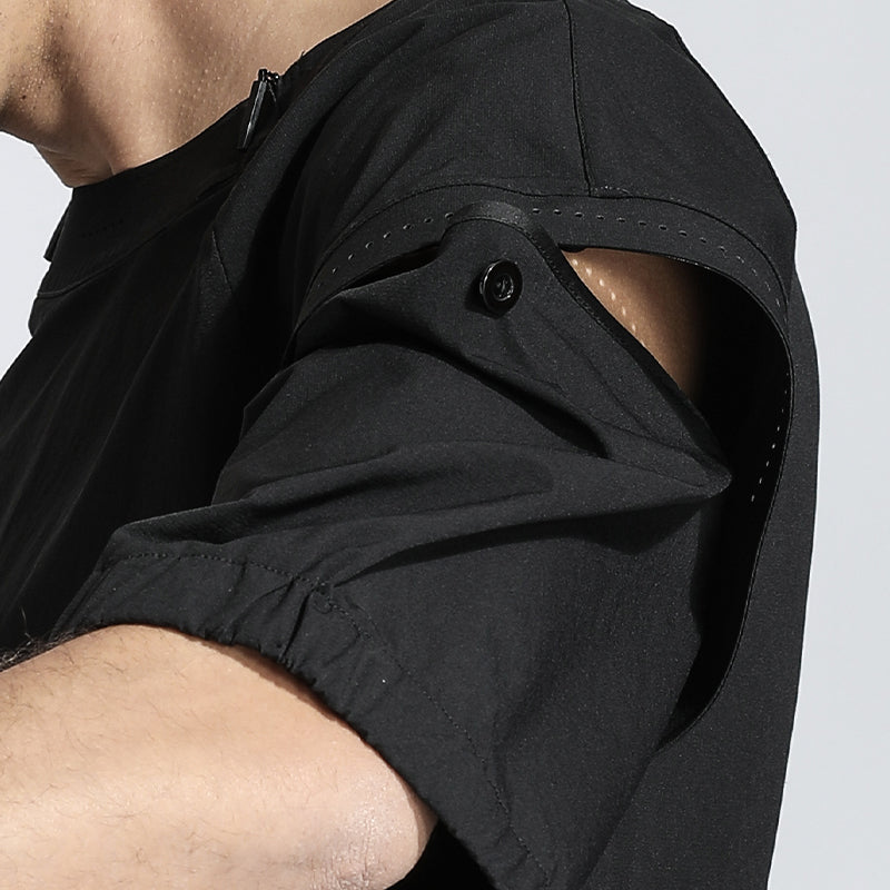 Patchwork panel Warrior T-Shirts With Multi-Pocket Design For men