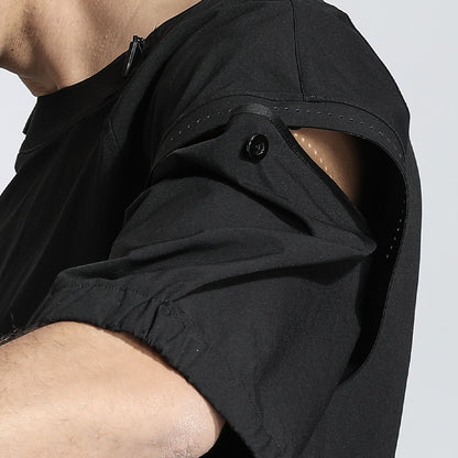 Patchwork panel Warrior T-Shirts With Multi-Pocket Design For men