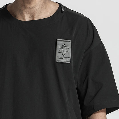 Patchwork panel Warrior T-Shirts With Ribbed Cuffs/Hem For men