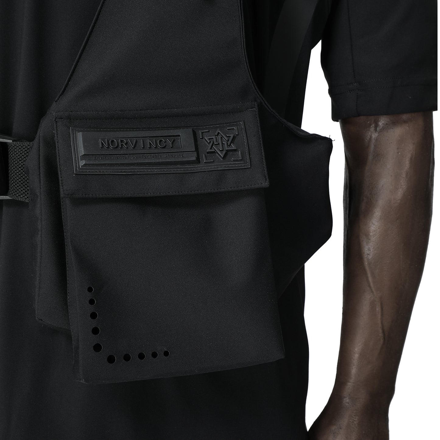 Techwear Style Warrior Bags (Backpacks & Bags) With Magnetic Buckle Black Sling Bag For men