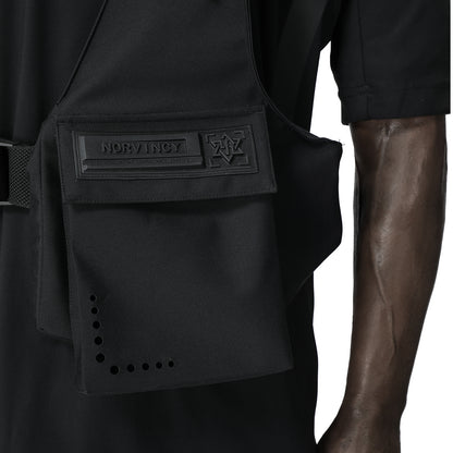 Techwear Style Warrior Bags (Backpacks & Bags) With Magnetic Buckle Black Sling Bag For men