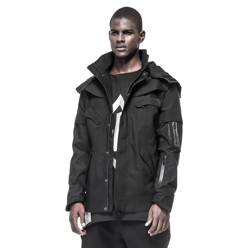 Cyberpunk Aesthetic Warrior Windbreakers With Multi-Pocket Design For men