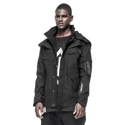 Cyberpunk Aesthetic Warrior Windbreakers With Multi-Pocket Design For men