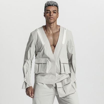 Futuristic Design Warrior Jackets With Magnetic Buckles For men