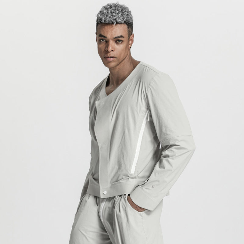 Cropped Length Warrior Jackets With Magnetic Buckles For men