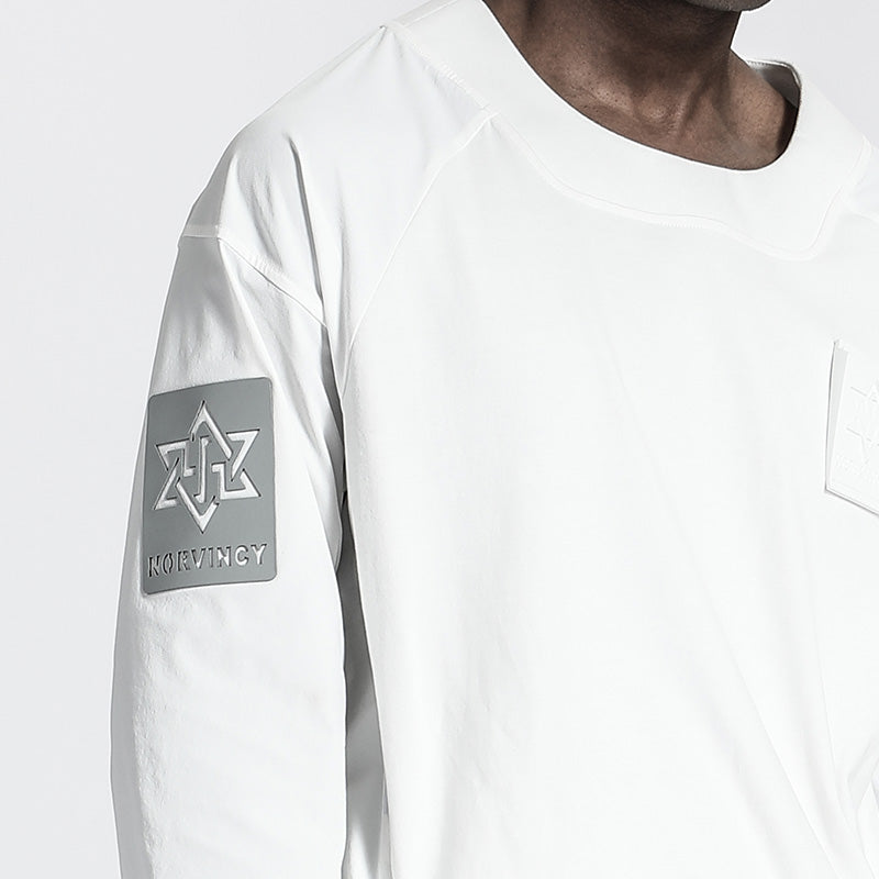 Patchwork panel Warrior T-Shirts With Ribbed Cuffs/Hem For men