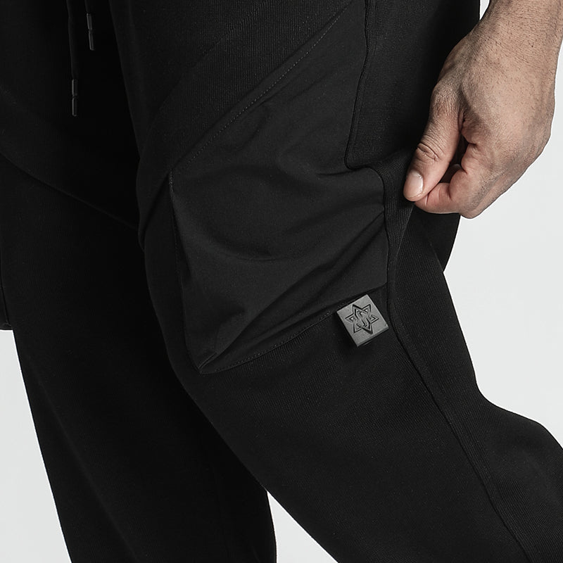 Patchwork panel Warrior Sweatpants With Multi-Pocket Design For men