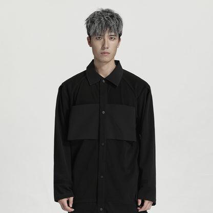 Patchwork panel Warrior Shirts With Multi-Pocket Design For men