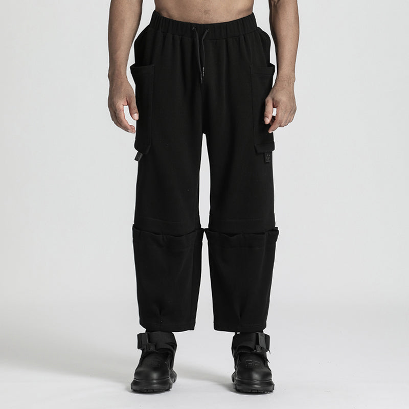 Patchwork panel Warrior Sweatpants With Adjustable Drawstring For men