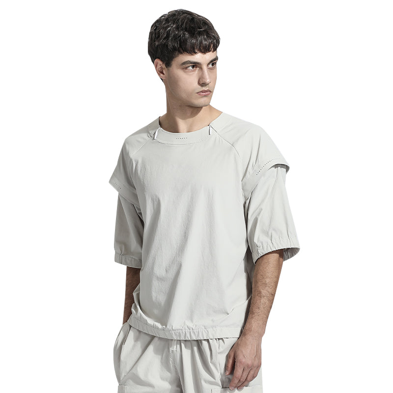 Patchwork panel Warrior T-Shirts With Multi-Pocket Design For men