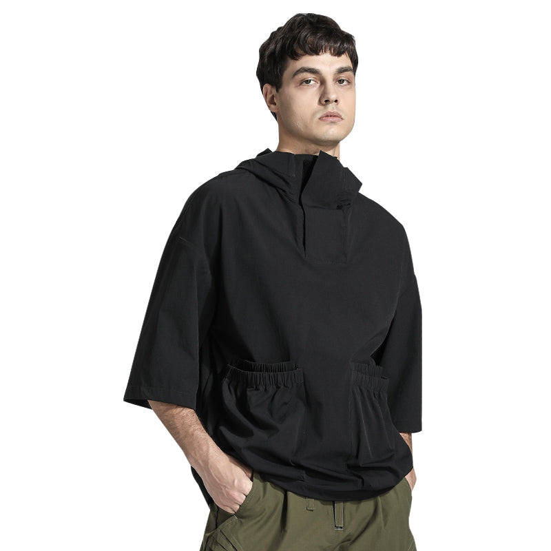Patchwork panel Warrior Shirts With Multi-Pocket Design For men