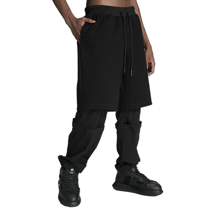 Patchwork panel Warrior Sweatpants With Elastic Waistband For men