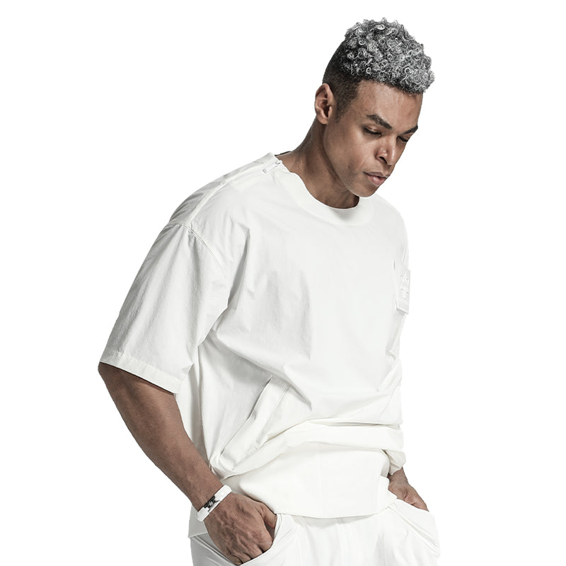 Patchwork panel Warrior T-Shirts With Ribbed Cuffs/Hem For men
