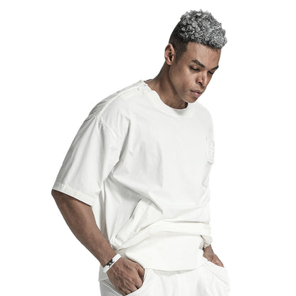 Patchwork panel Warrior T-Shirts With Ribbed Cuffs/Hem For men