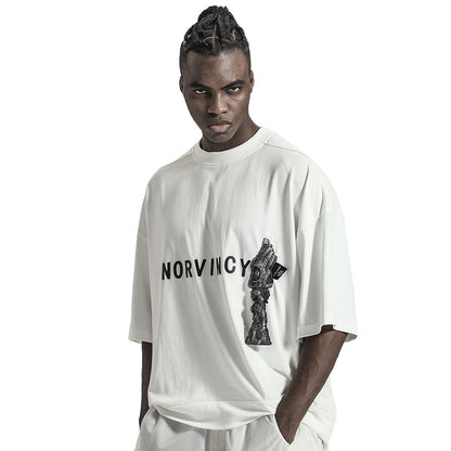 Streetwear Warrior T-Shirts With Ribbed Cuffs/Hem For men