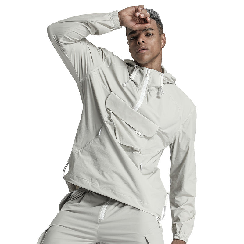 Techwear Style Warrior Jackets With Adjustable Drawstring For men