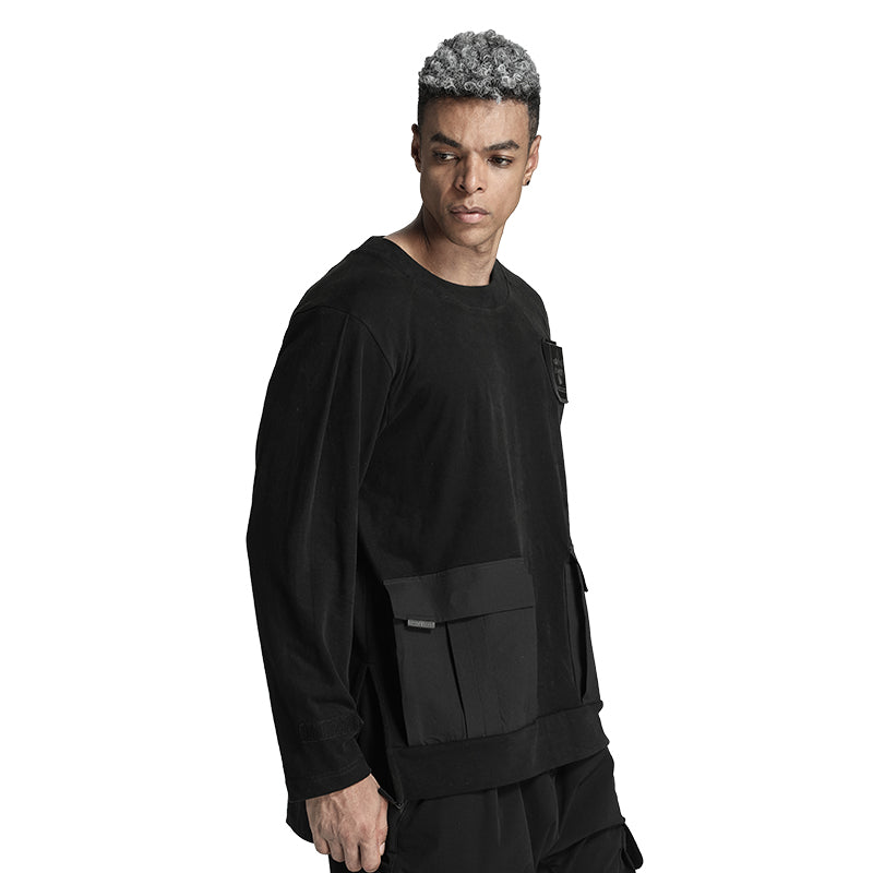 Patchwork panel Warrior T-Shirts With Ribbed Cuffs/Hem For men