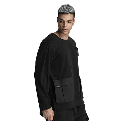 Patchwork panel Warrior T-Shirts With Ribbed Cuffs/Hem For men