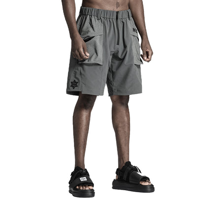 Futuristic Design Warrior Shorts With Multi-Pocket Design For men