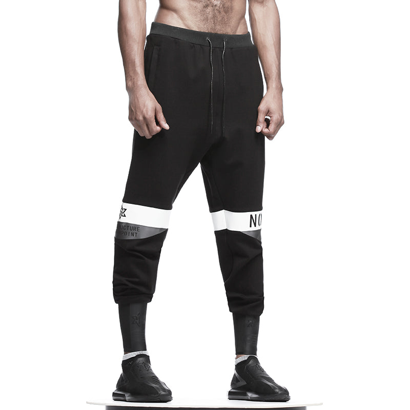Patchwork panel Warrior Sweatpants With Elastic Waistband For men