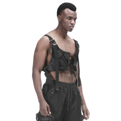 Cyberpunk Aesthetic Warrior Vests With Multi-Pocket Design For men