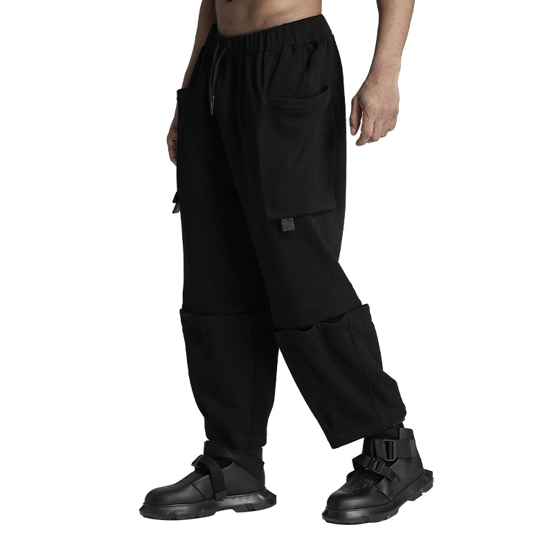 Patchwork panel Warrior Sweatpants With Adjustable Drawstring For men