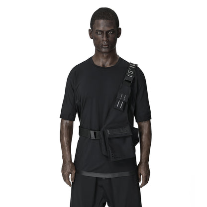 Techwear Style Warrior Bags (Backpacks & Bags) With Magnetic Buckle Black Sling Bag For men