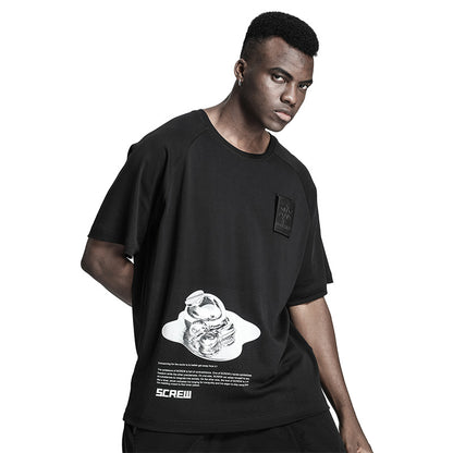 Loose/Relaxed Fit Warrior T-Shirts With Patchwork panel For men