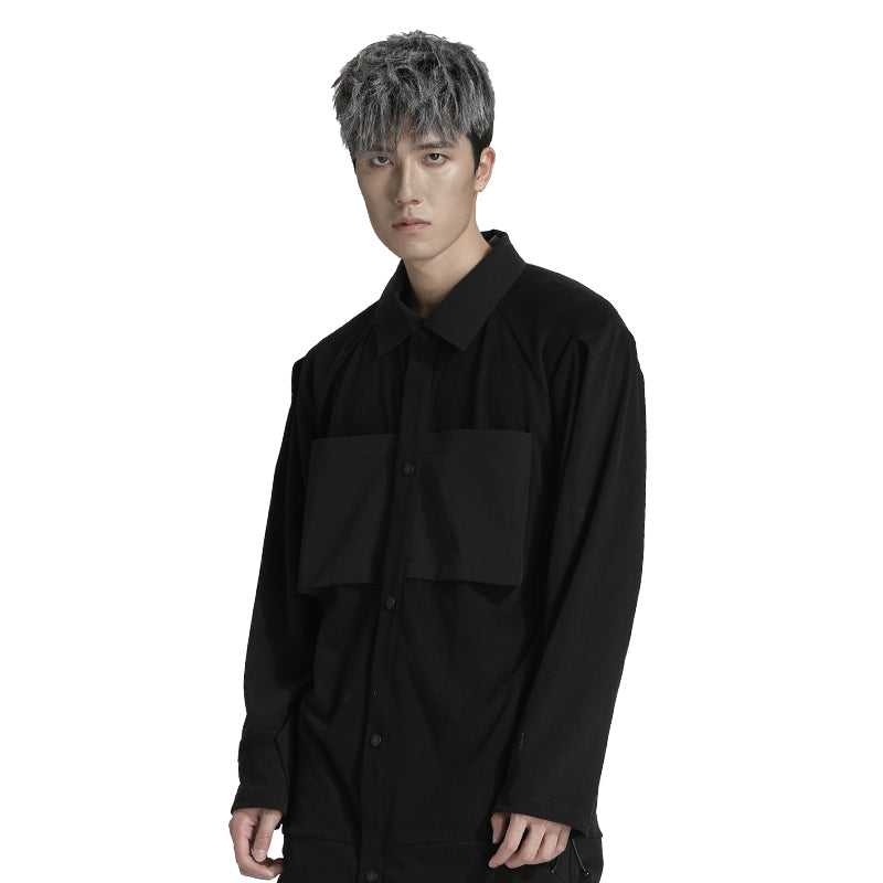 Patchwork panel Warrior Shirts With Multi-Pocket Design For men